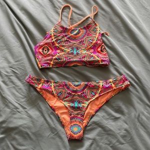 Bright fun colourful halter body glove bikini